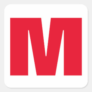 Modern Minimalistisches Monogramm Quadratischer Aufkleber