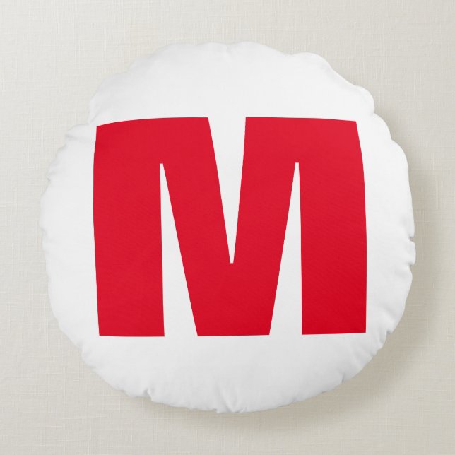 Modern Minimalistisches Monogramm Rundes Kissen (Vorderseite)