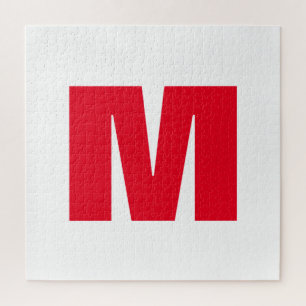 Modern minimalistisches Monogramm Weiß Rot