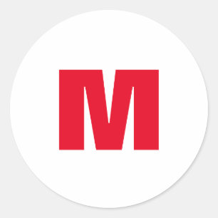 Modern minimalistisches Monogramm Weiß Rot Runder Aufkleber