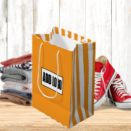 Modern Minimalistisches Orange- und Weißlogo Mittlere Geschenktüte