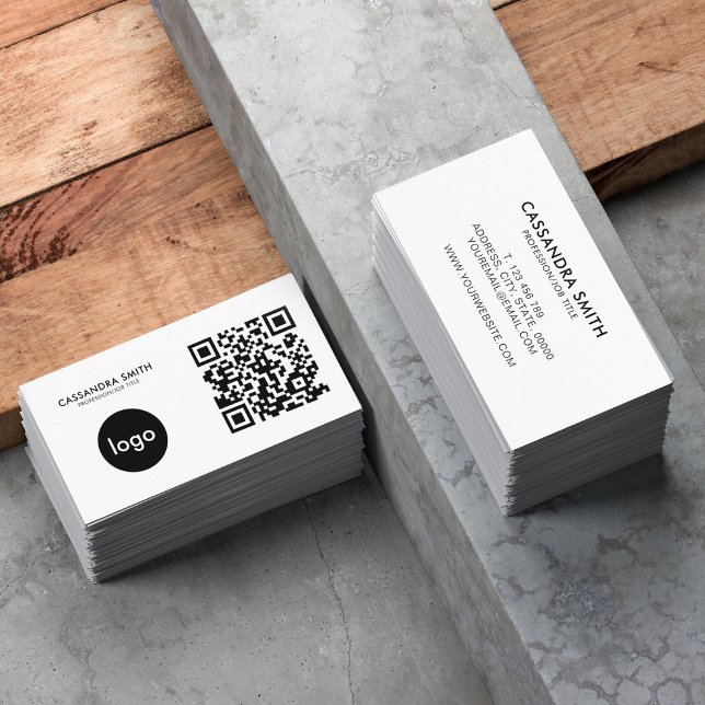 Modern Minimalistisches QR-Firmenlogo Visitenkarte (Von Creator hochgeladen)