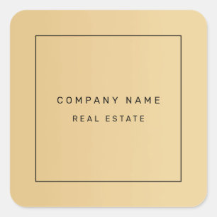 Modern Minimalistisches Real Anwesen Golden Quadratischer Aufkleber