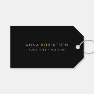 Modern minimalistisches Schwarz Gold Professionell Geschenkanhänger