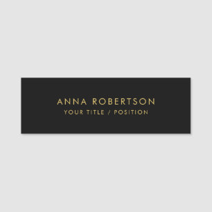 Modern minimalistisches Schwarz Gold Professionell Namensschild