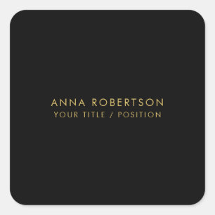 Modern minimalistisches Schwarz-Gold-Professionell Quadratischer Aufkleber