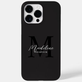Modern Minimalistisches Script Black Monogram Case-Mate iPhone 14 Pro Max Hülle