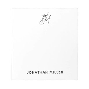 Modern Minimalistisches Script Monogram White Notizblock