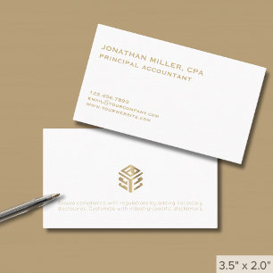 Modern Minimalistisches White Gold Logo Visitenkarte