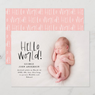 Modern minimalrosa Foto gebären Ankündigung