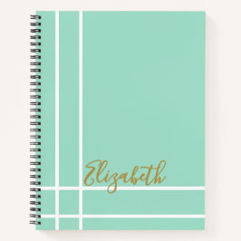 Modern Mint Green Custom Name Minimalist Notizbuch