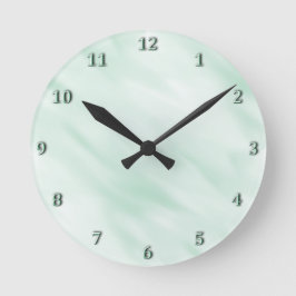 Modern Misty Green Pastel Bath Set Runde Wanduhr