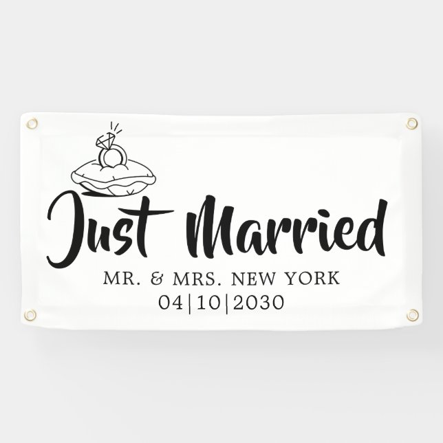 Modern mit Herz nur verheiratet Banner (Horizontal)