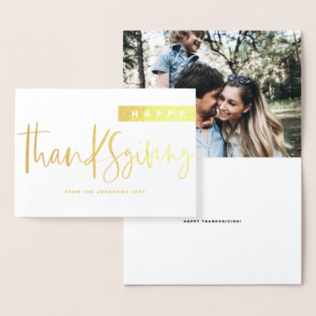 Modern Mix Typografie Happy Thanksgiving Folienkarte (Anzeige)