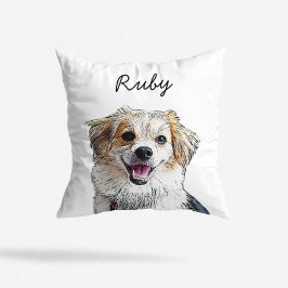 Modern Mixed Breed Dog Illustration | Add Name  Kissen