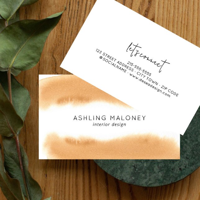 Modern Mocha Kaffee Wasserfarbe Natürliche Minimal Visitenkarte (Von Creator hochgeladen)