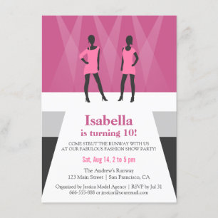 Modern Models Runway Fashion Show Birthday Party Einladung