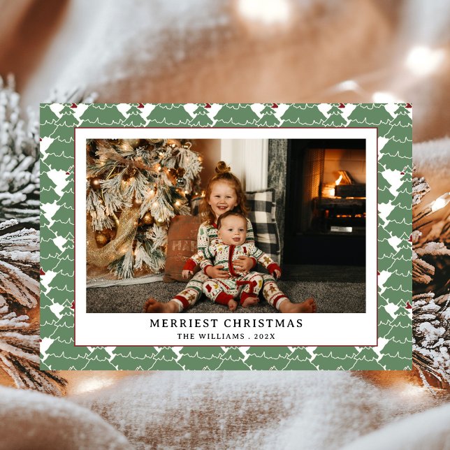 Modern Modern Green Red Pattern Foto Weihnachten (Von Creator hochgeladen)