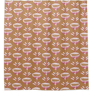 Modern Modern Mohn Design White Viva Magenta Gold Duschvorhang