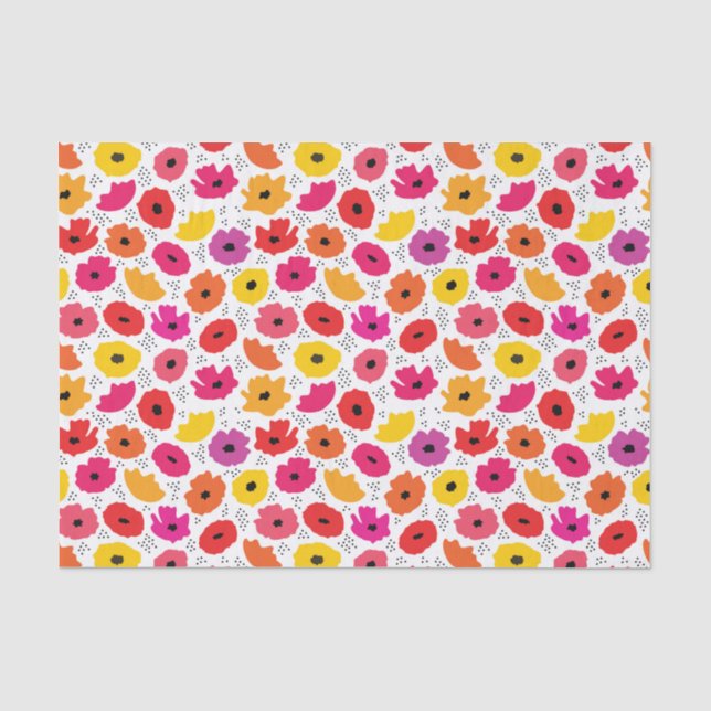 Modern Modern Poppy Rosa Rosa Blütenmuster Seidenpapier (Vorderseite)