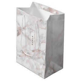 Modern Moderne Rose-Gold-Imitate Marmor Mittlere Geschenktüte