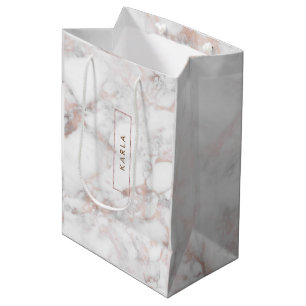 Modern Moderne Rose-Gold-Imitate Marmor Mittlere Geschenktüte