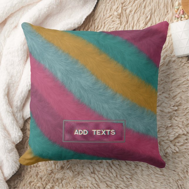 Modern moderner Retro-Fur Texturstil Name hinzufüg Kissen (Decke)