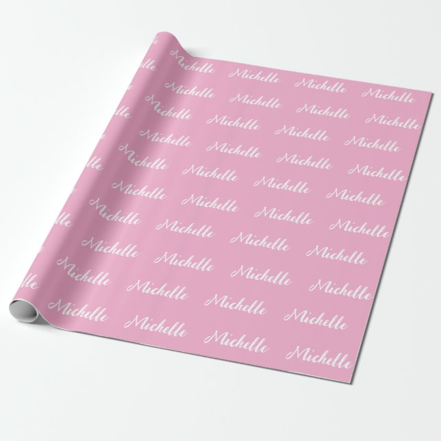 Modern moderner Script-Individuelle Name Rosa und  Geschenkpapier (Ungerollt)