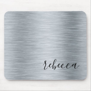 Modern moderner Silver Simple Name Mouse Pad Mousepad