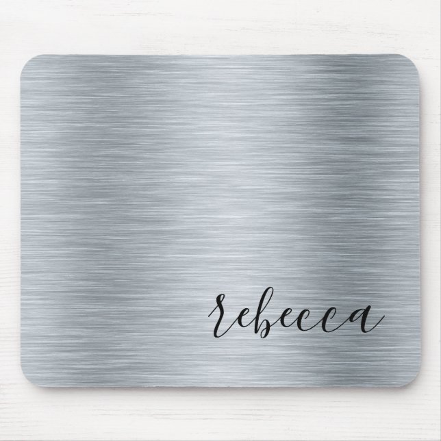 Modern moderner Silver Simple Name Mouse Pad Mousepad (Vorne)