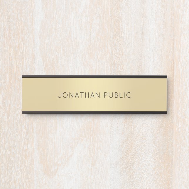Modern modernes Gold Schwarz glamouröses Template Türschild (Vorderseite )