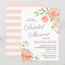 Modern modernes Peach Peony Brautparty Einladung