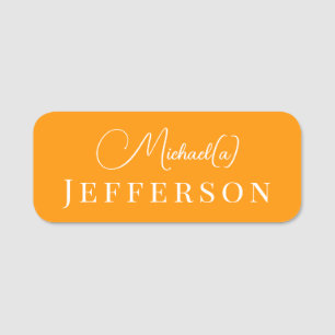 Modern modische Burnt Orange: Girly Handwriting Namensschild