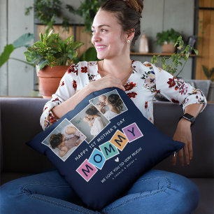 Modern MOMMY 1st Mothers Day Foto Keepake Kissen