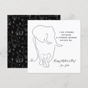 Modern Mommy Elephant Line Art Mother Day Card