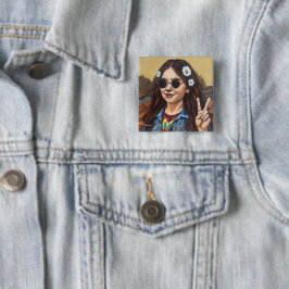 Modern Mona Lisa Painting - da Vinci Inspired Art Button