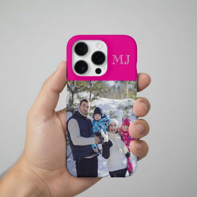Modern Monogram 1 Photo Hot Pink iPhone 16 Pro Hülle (Von Creator hochgeladen)