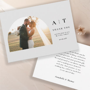 Modern Monogram 3 Photo Thank You   Dankeskarte