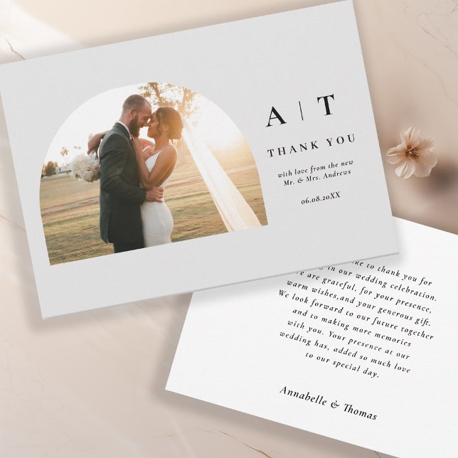 Modern Monogram 3 Photo Thank You   Dankeskarte (Von Creator hochgeladen)