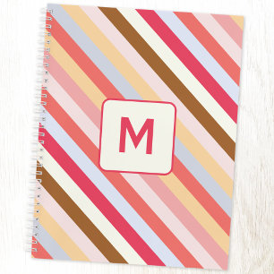 Modern Monogram, anfänglicher Diagonal Candy Strip Notizbuch