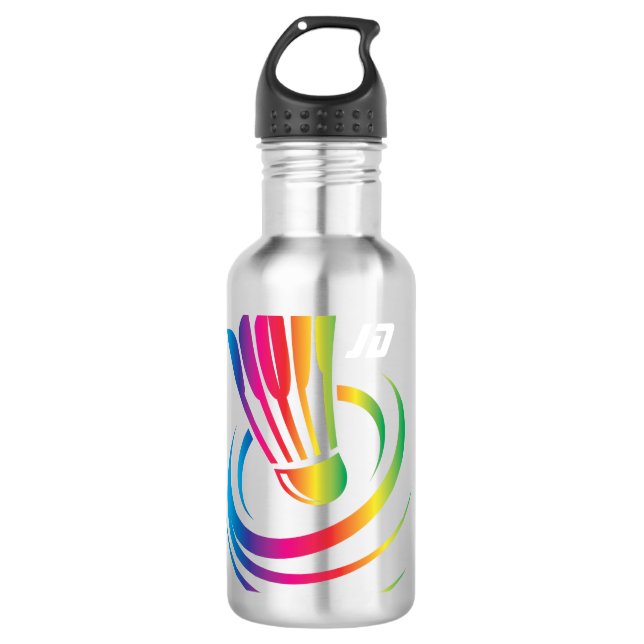 Modern Monogram Badminton Shuttlecock Edelstahlflasche (Vorderseite)