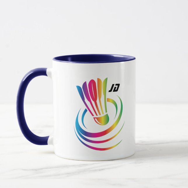 Modern Monogram Badminton Shuttlecock Tasse (Links)