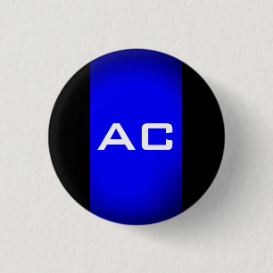 Modern Monogram Blue Black Schlicht Button