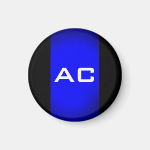 Modern Monogram Blue Black Schlicht Magnet