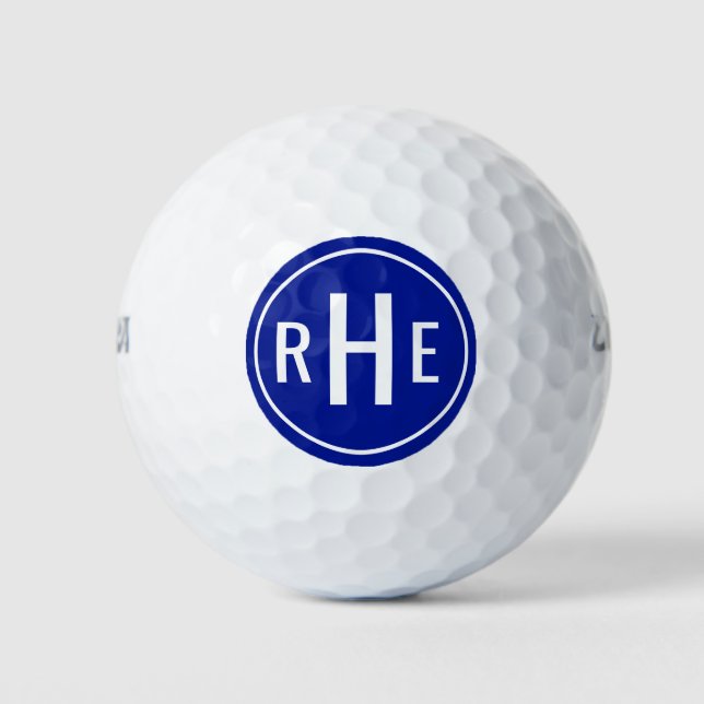 Modern monogram Blue Golf Balls Golfball (Vorderseite)