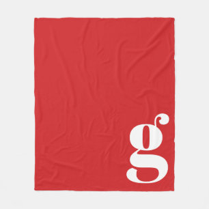 Modern Monogram Bold Initial Red Minimalistisch Fleecedecke