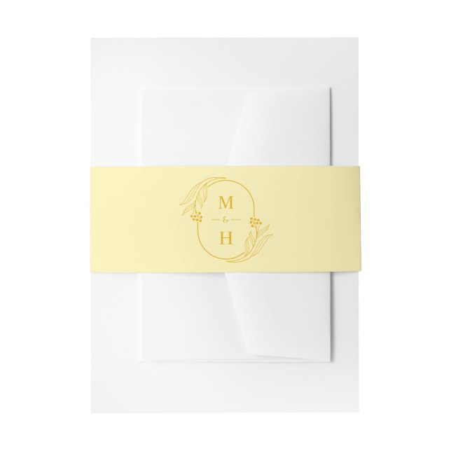 Modern Monogram Butter Yellow Wedding Einladungsbanderole (Vorderseite Beispiel)