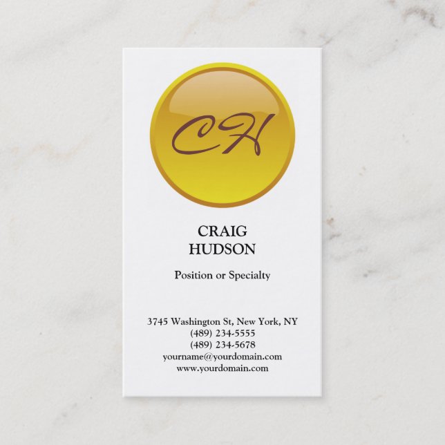 Modern Monogram Button Muster White Business Card Visitenkarte (Vorderseite)