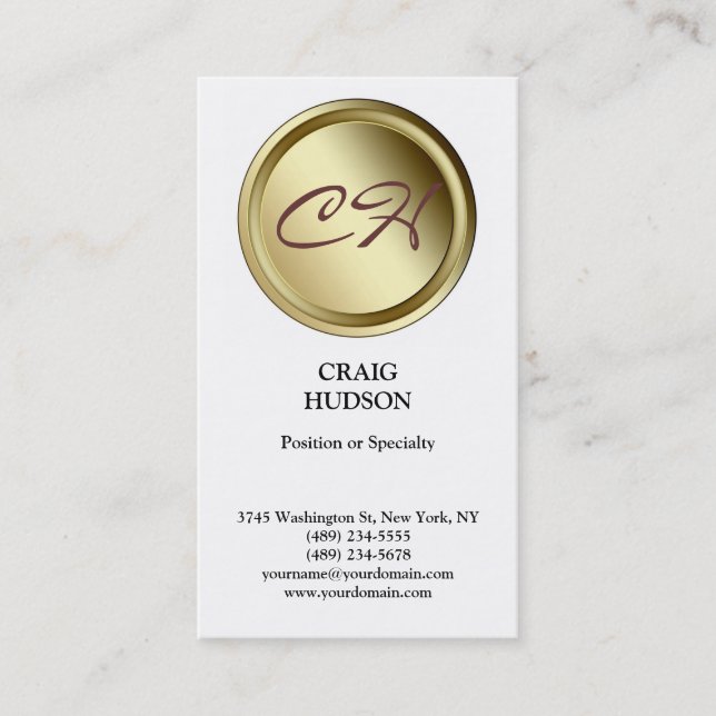 Modern Monogram Button Muster White Business Card Visitenkarte (Vorderseite)