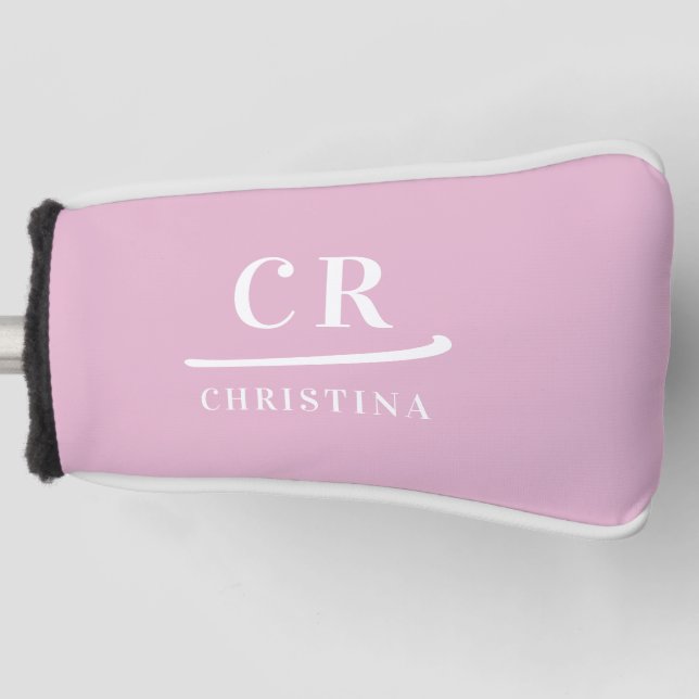 Modern Monogram Feminine Pink Putter Golf Headcover (Vorderseite)